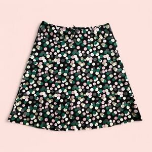 Black pink and green H&M polka dot midi skirt, size 8, great condition